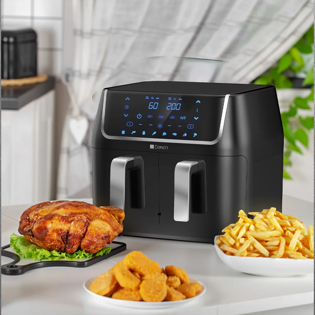 Dual Air Fryer Digital 4.8L+4.8L AF800 + Pyrex set 2 containers