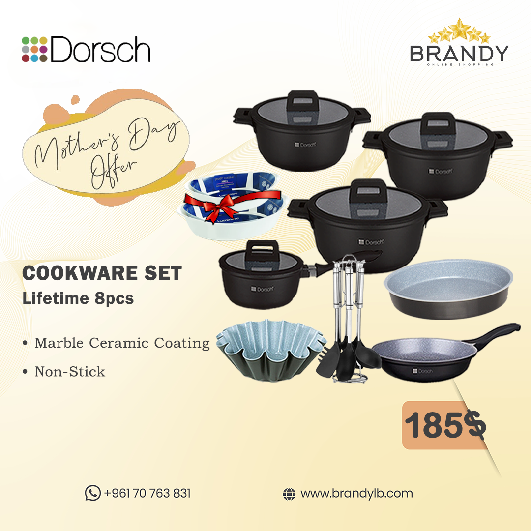 Lifetime Granite Cookware Set 8pcs + Luminarc Set 2 Oval Roasters