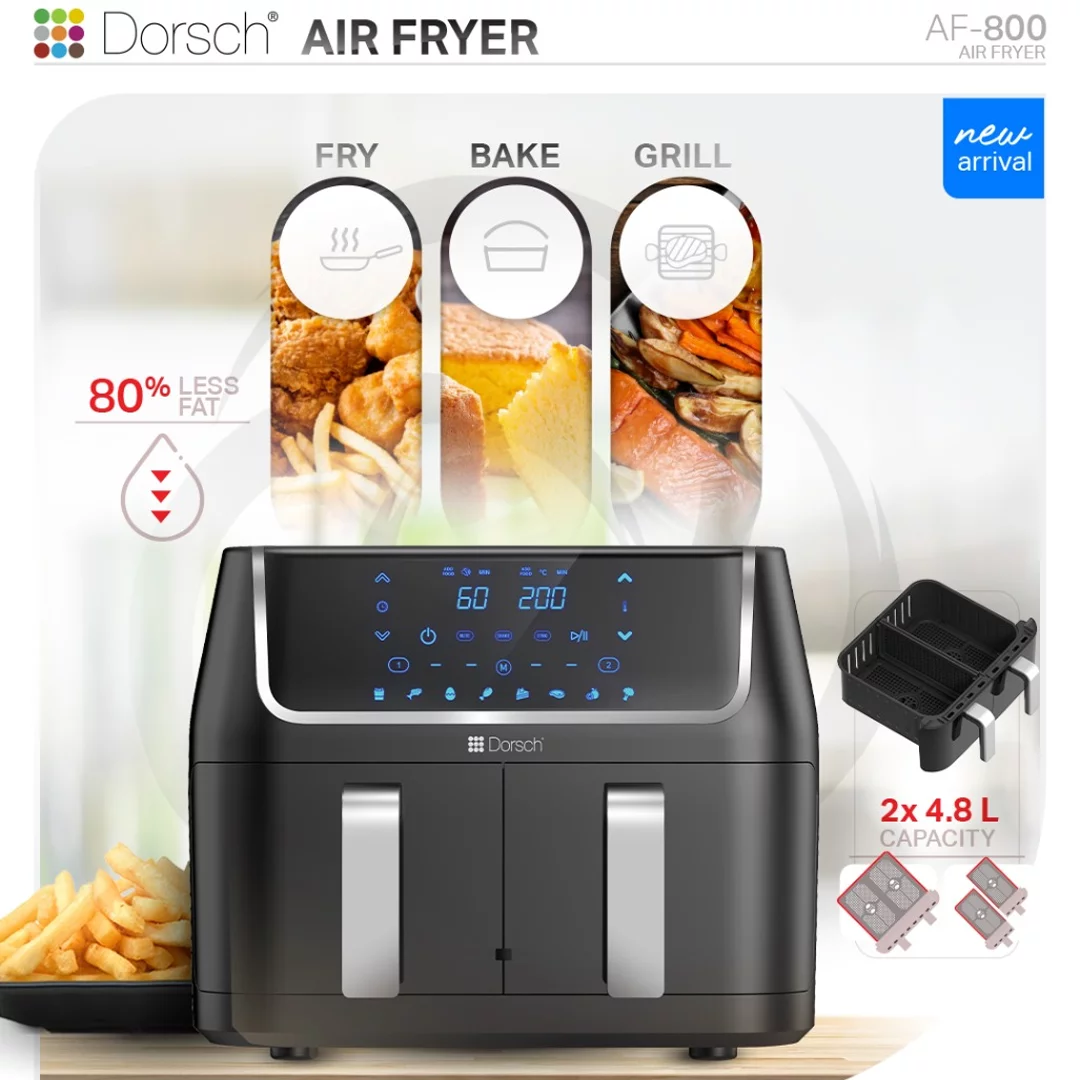 Dual Air Fryer Digital 4.8L+4.8L AF800 With+ Tefal Chopper - Fryers ...