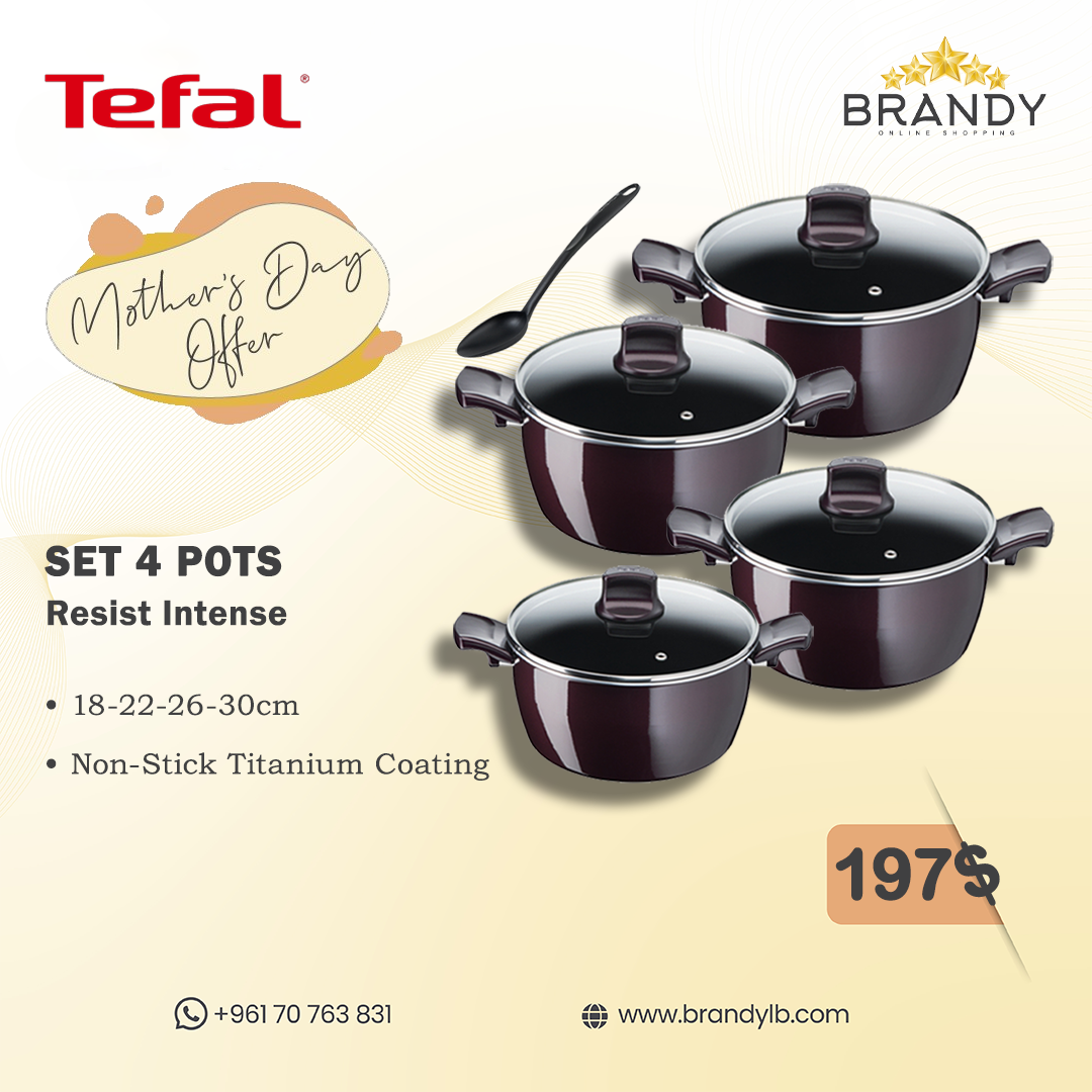 Resist Intense Set 4 Pot Glass Lid Cookware Sets Tefal Brandy