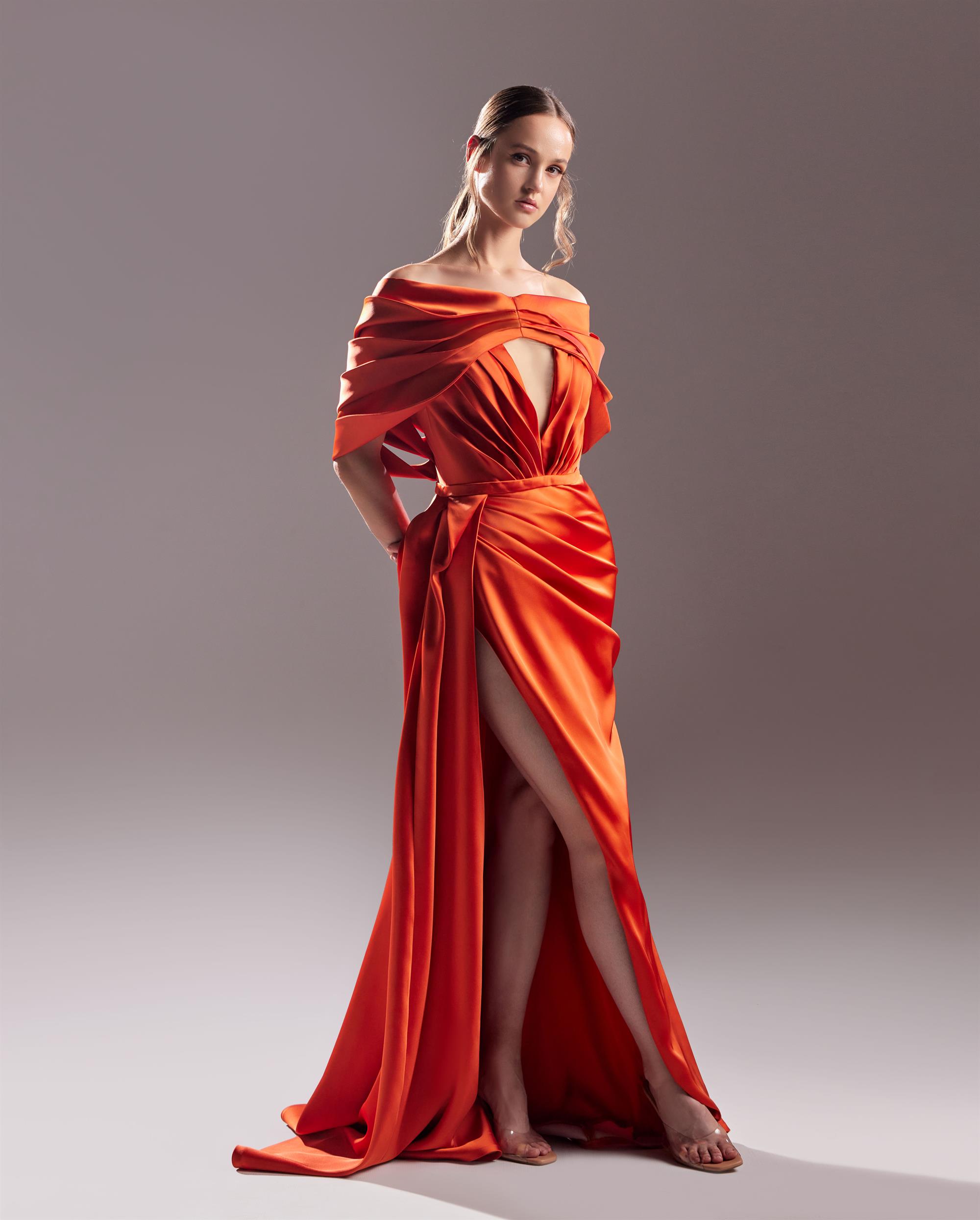 burnt orange silk dress