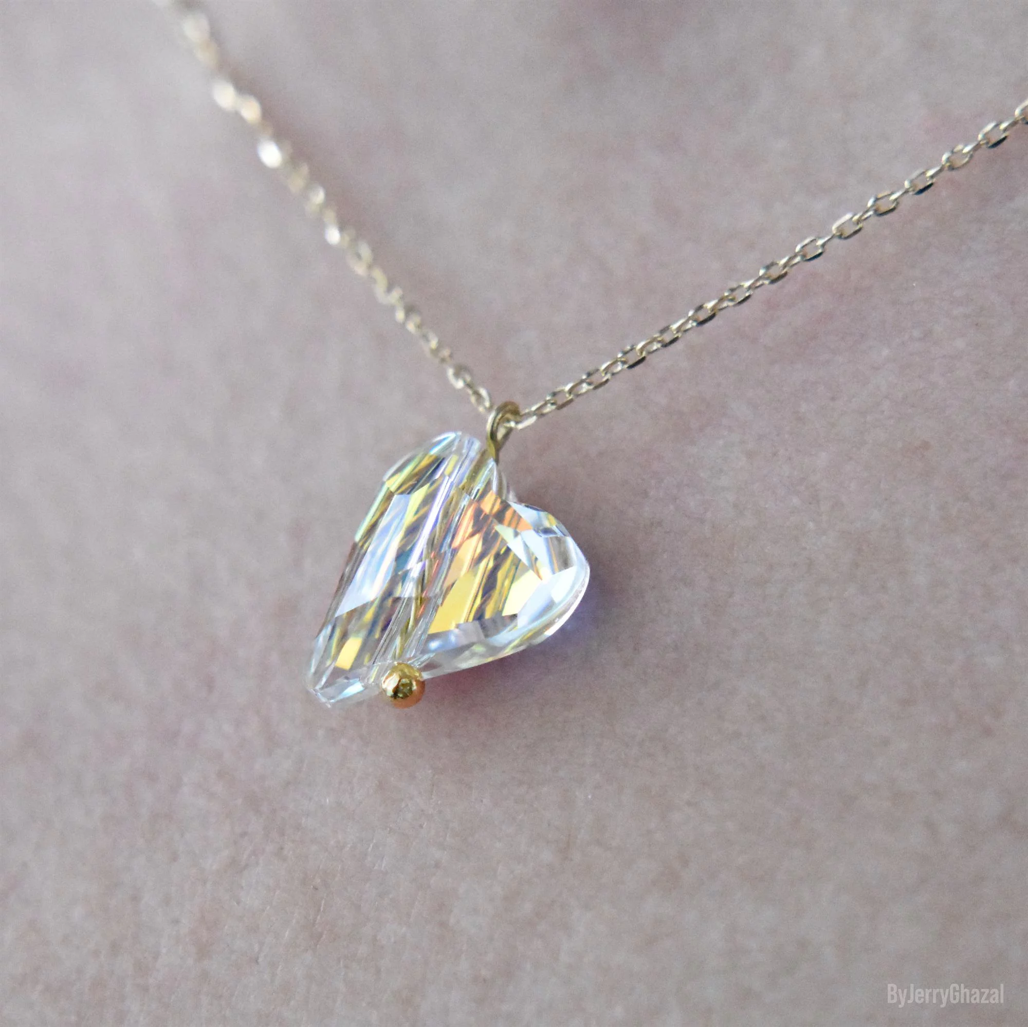 Oblique Crystal Heart - Necklaces - Jerry Ghazal