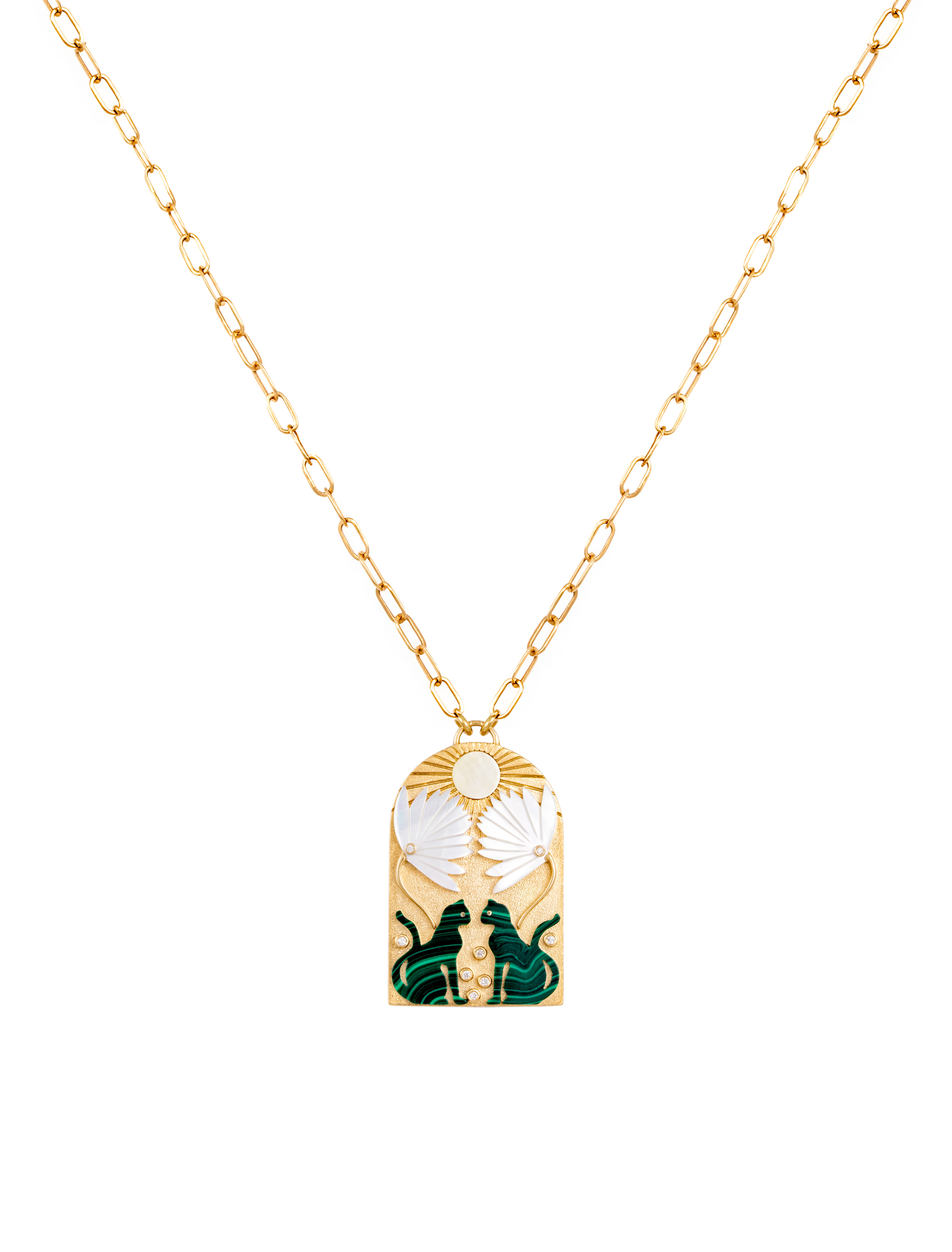 L'Atelier Nawbar Yellow Gold Diamond Lock Necklace