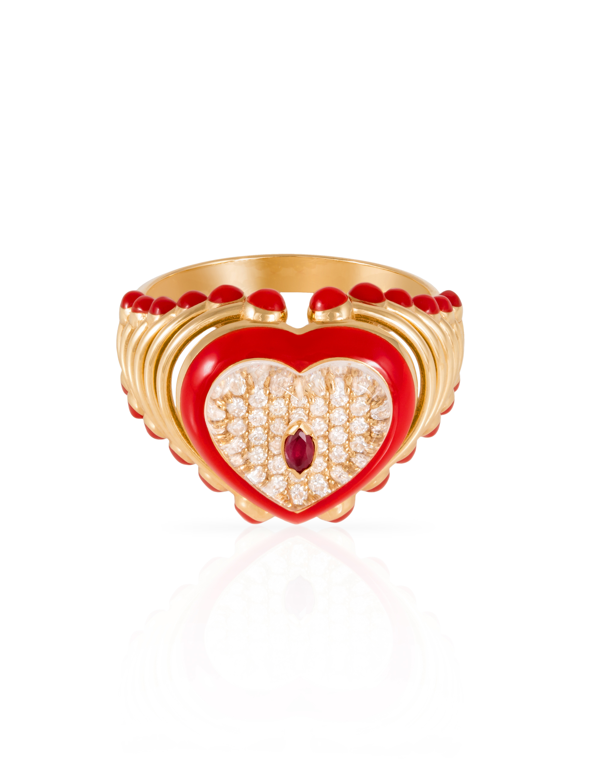 Buy University Trendz Stylish Red Heart Cubic Zirconia Rings for Girls &  Women with Artificial Red Rose Flower Box at Amazon.in