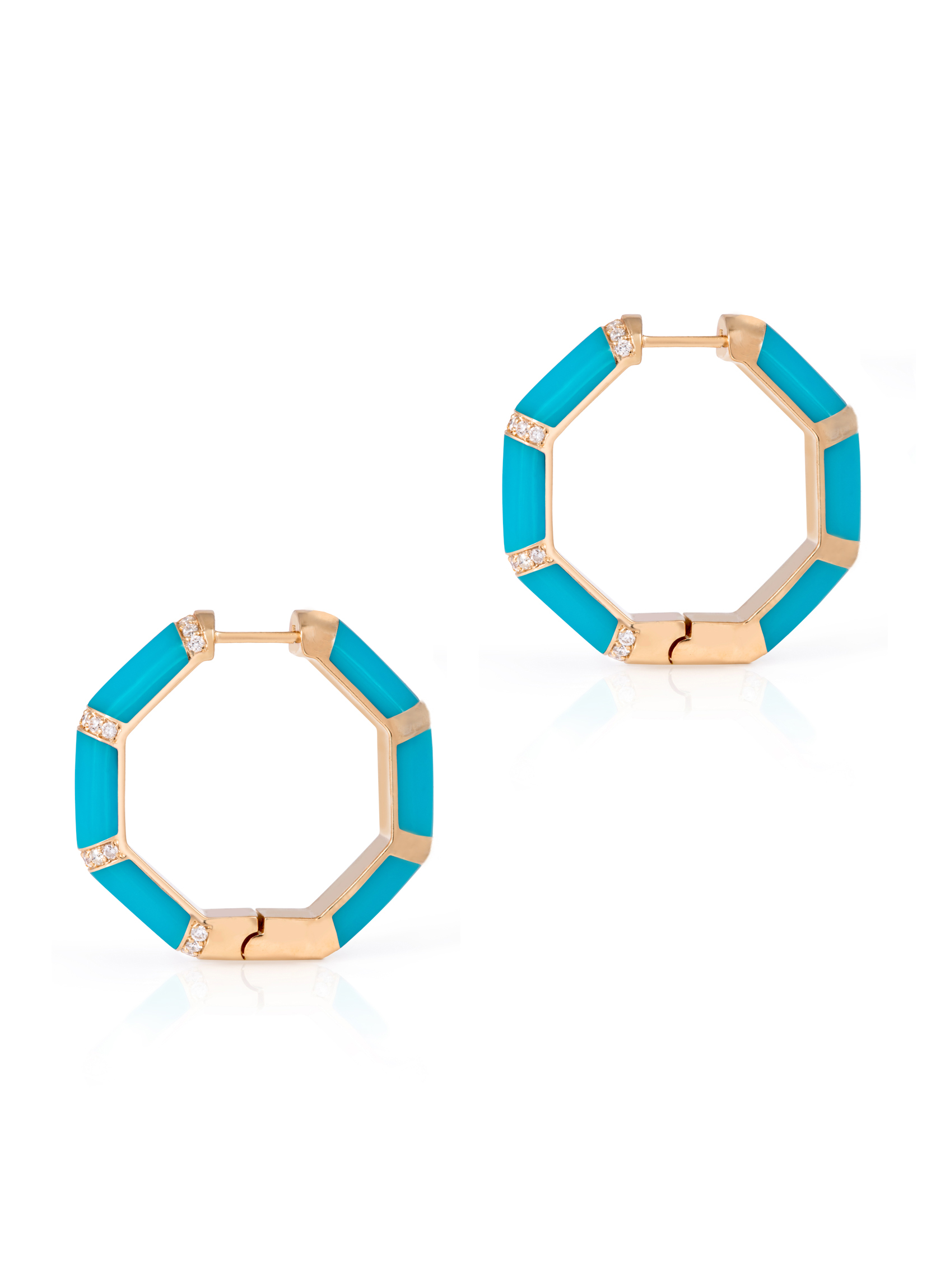 Turquoise Bamboo Hoops - Size 2