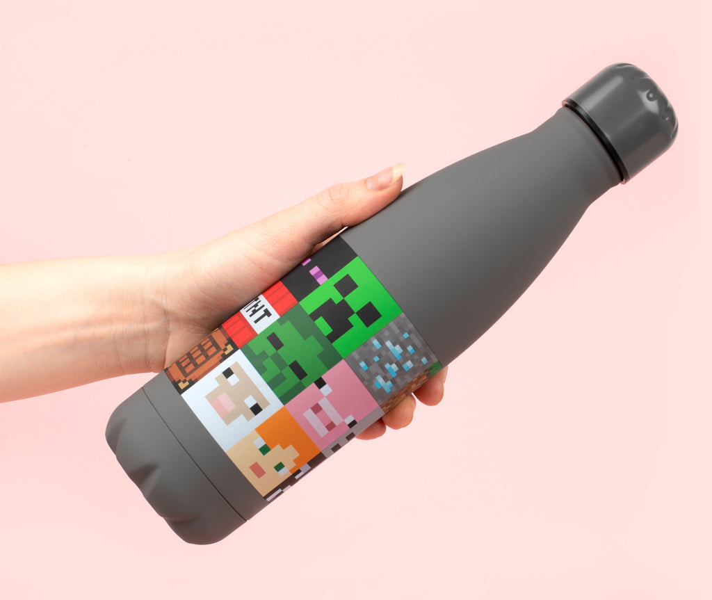 Minecraft Stainless Steel Water Bottle 550 ml - Black – Fringoo