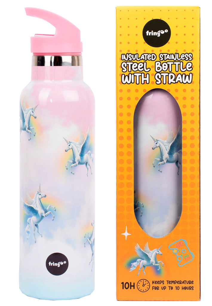 Fringoo Kids Water Bottle With Straw 100% Leakproof BPA FREE 