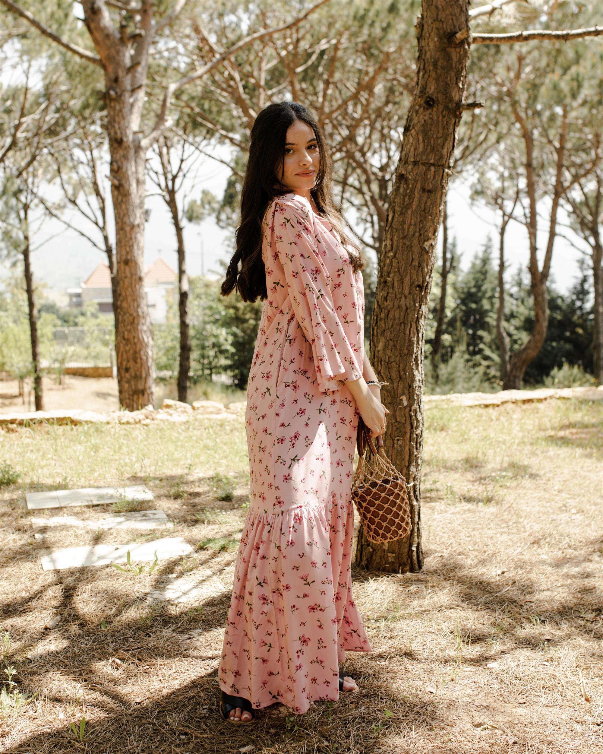 Pink paisley maxi clearance dress