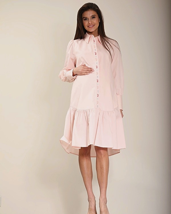 Blush lace embroidered maxi shirt sales dress