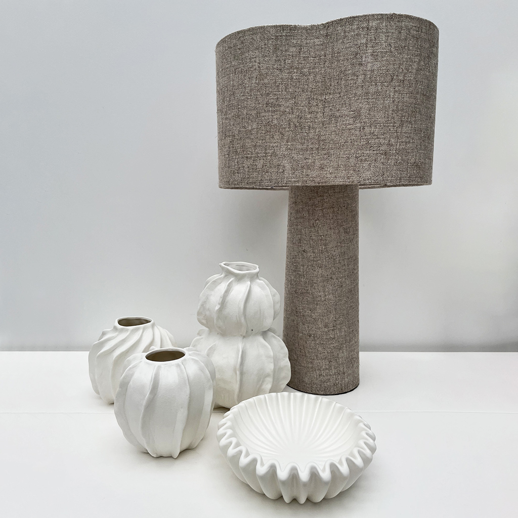 White Decorative Ruffle Bowl Resin Centerpiece for Home or Garden