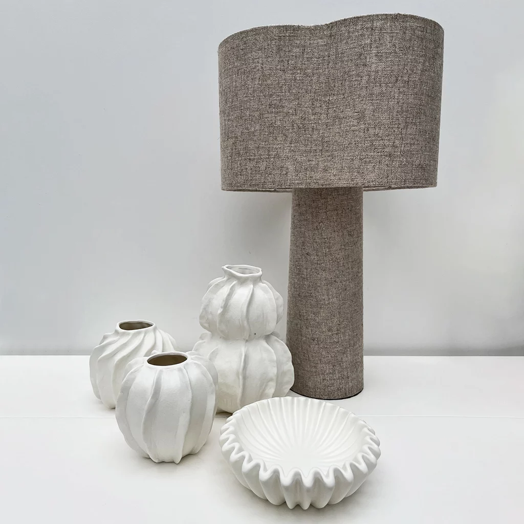 White Decorative Ruffle Bowl Resin Centerpiece for Home or Garden