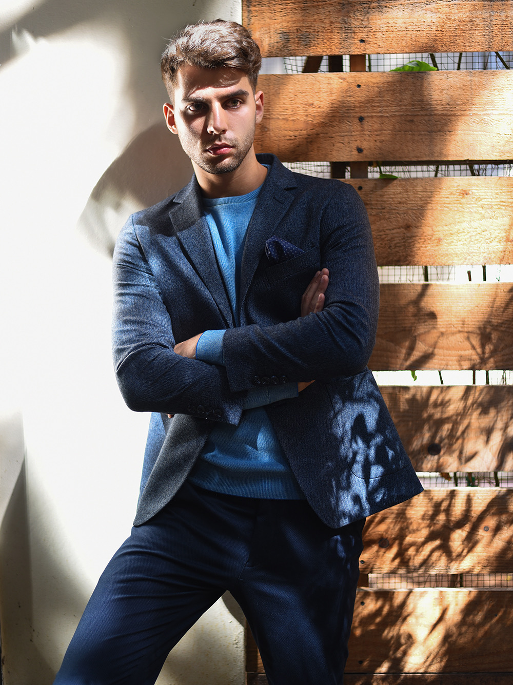 Men's blue clearance herringbone blazer