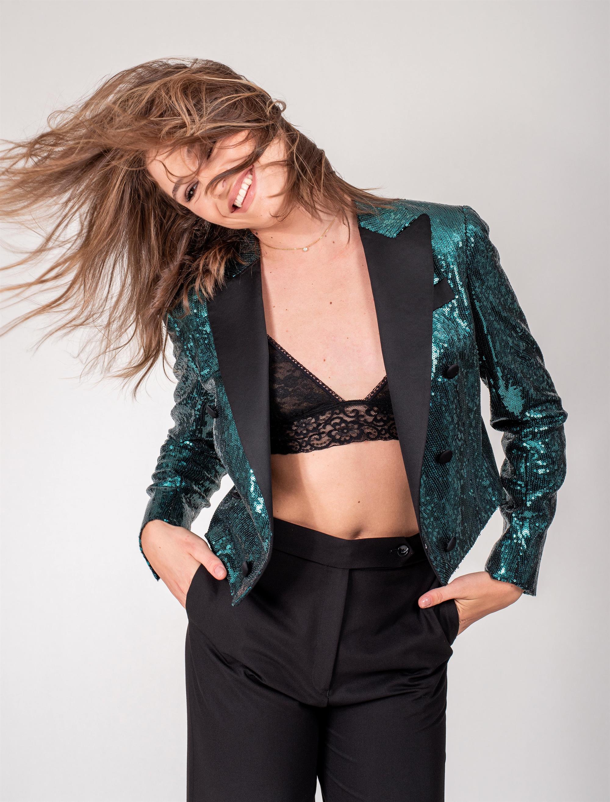 Sequin hotsell cropped blazer