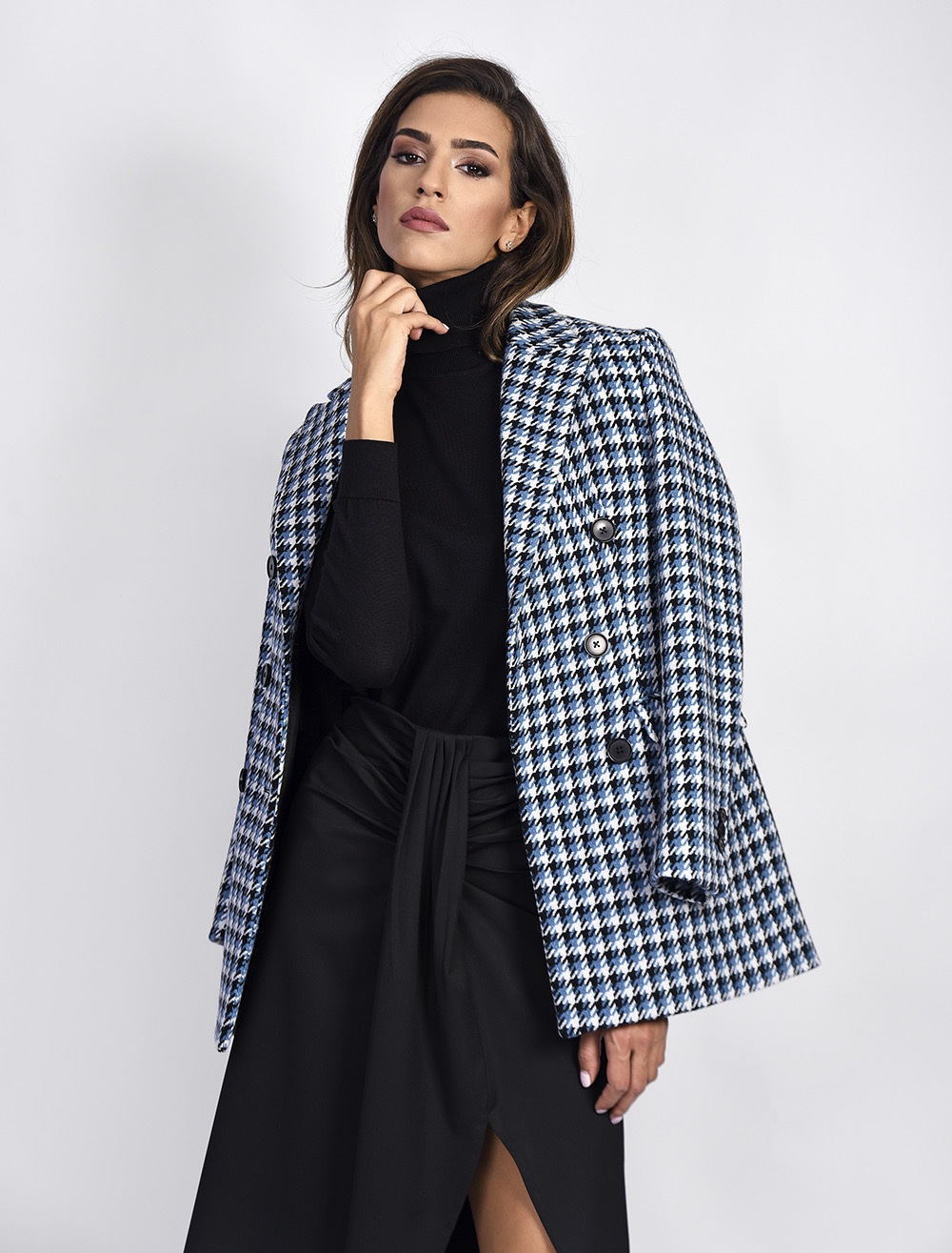 Blue herringbone online coat