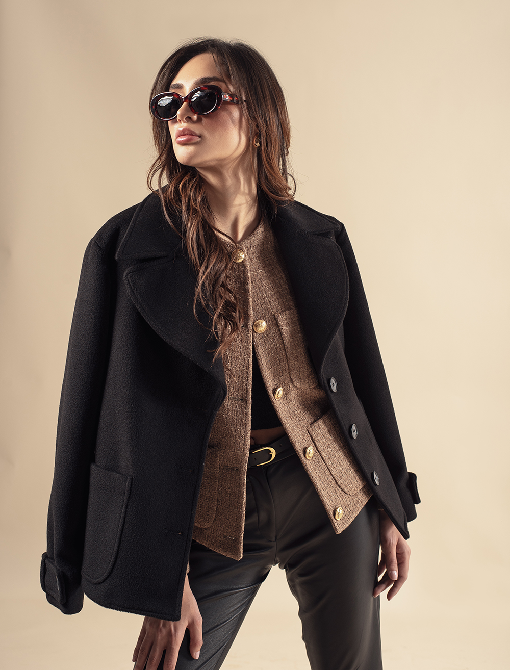 Boxy Pea Coat - Blot Coat in Black Casentino Crush – HOPE STHLM