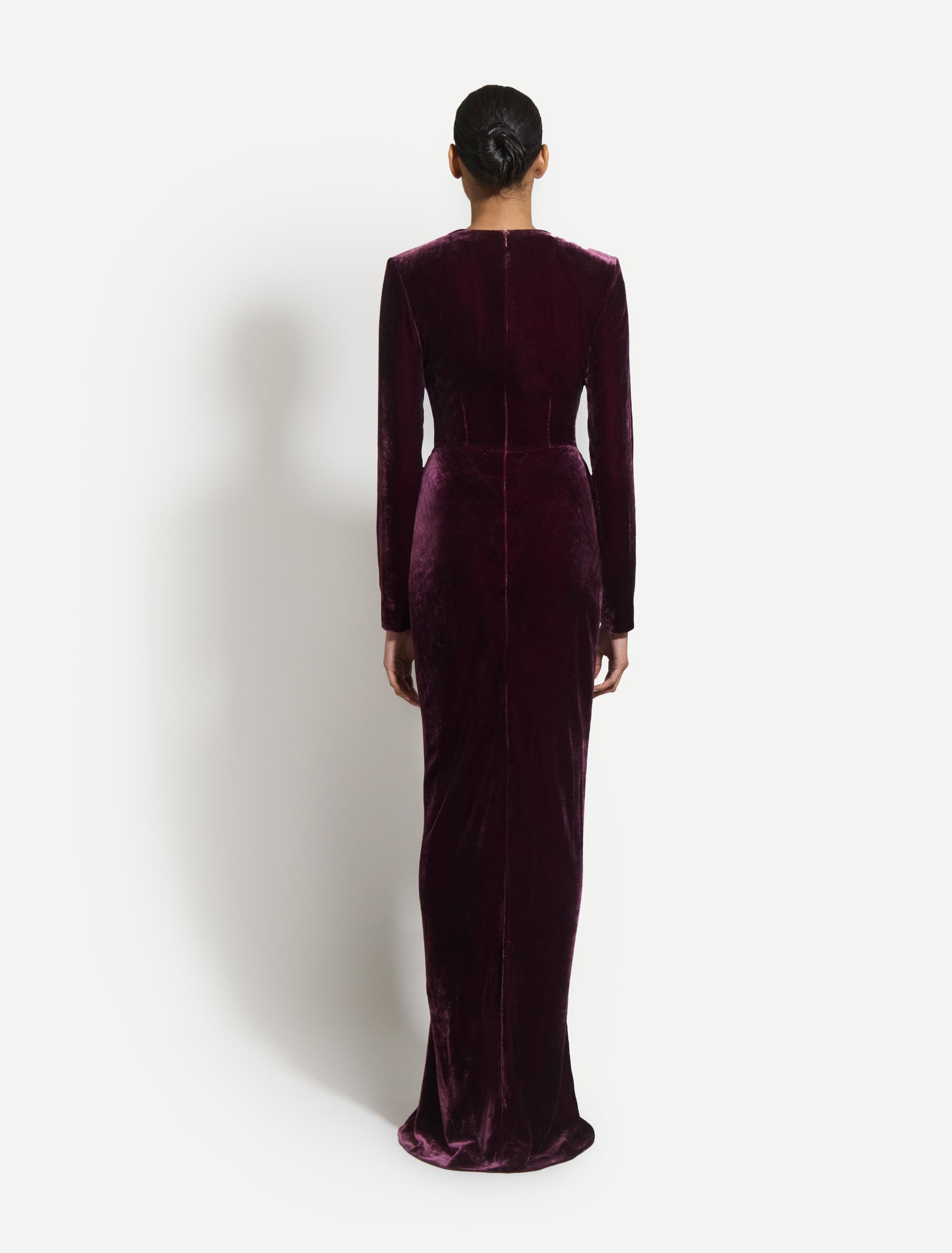 long sleeve dress cover up formal Rosalyn Velvet Off-The Shoulder Long Sleeve Column Dress main image 1